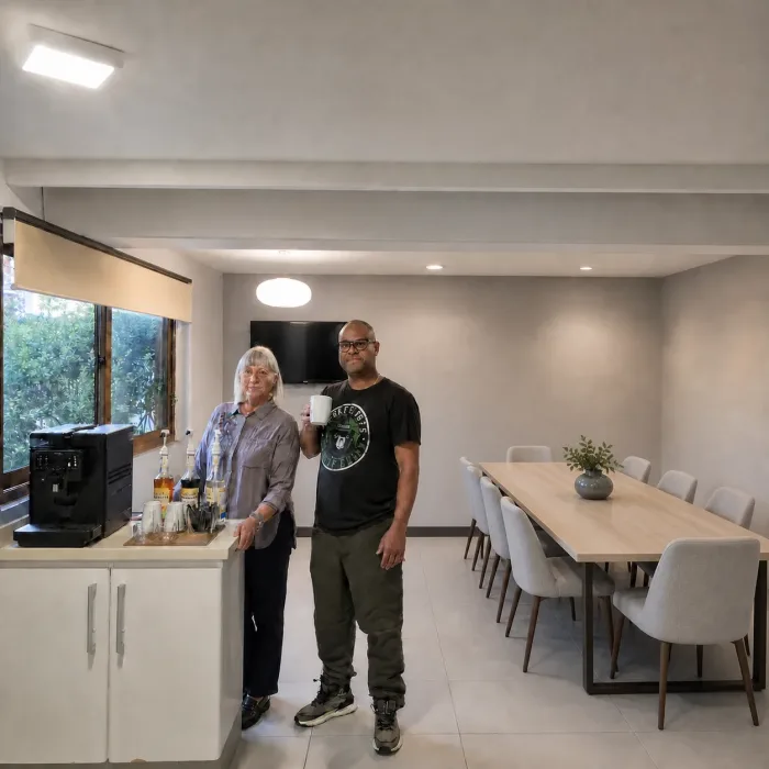 Equipo de La Arenosa Family Office junto a su estación de café